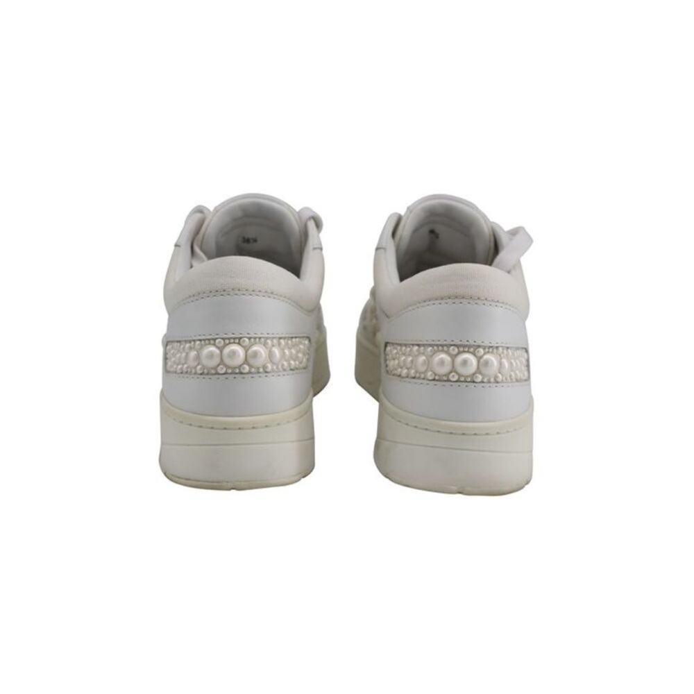 Jimmy Choo Hawaii Faux Pearl Embellished Leather Sneakers - Picture 6 of 8